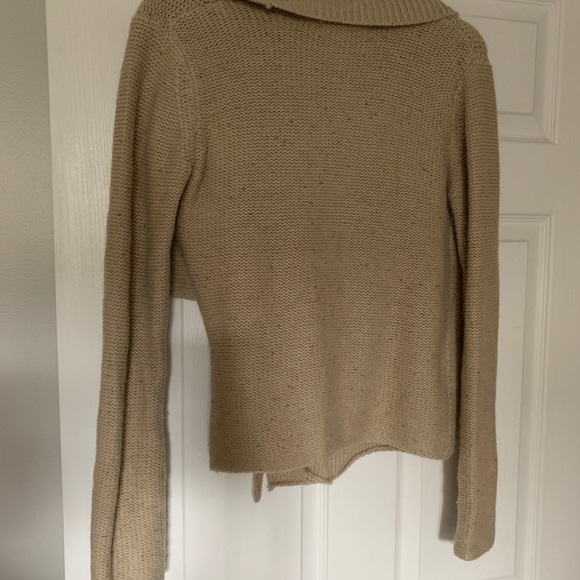 French Connection shawl collar oatmeal wrap sweater - Picture 2 of 4